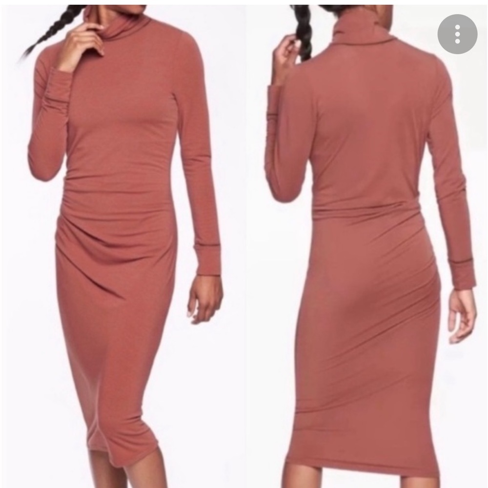 Athleta Dresses Athleta Industry Turtleneck Midi Dress Ruched SZ L…